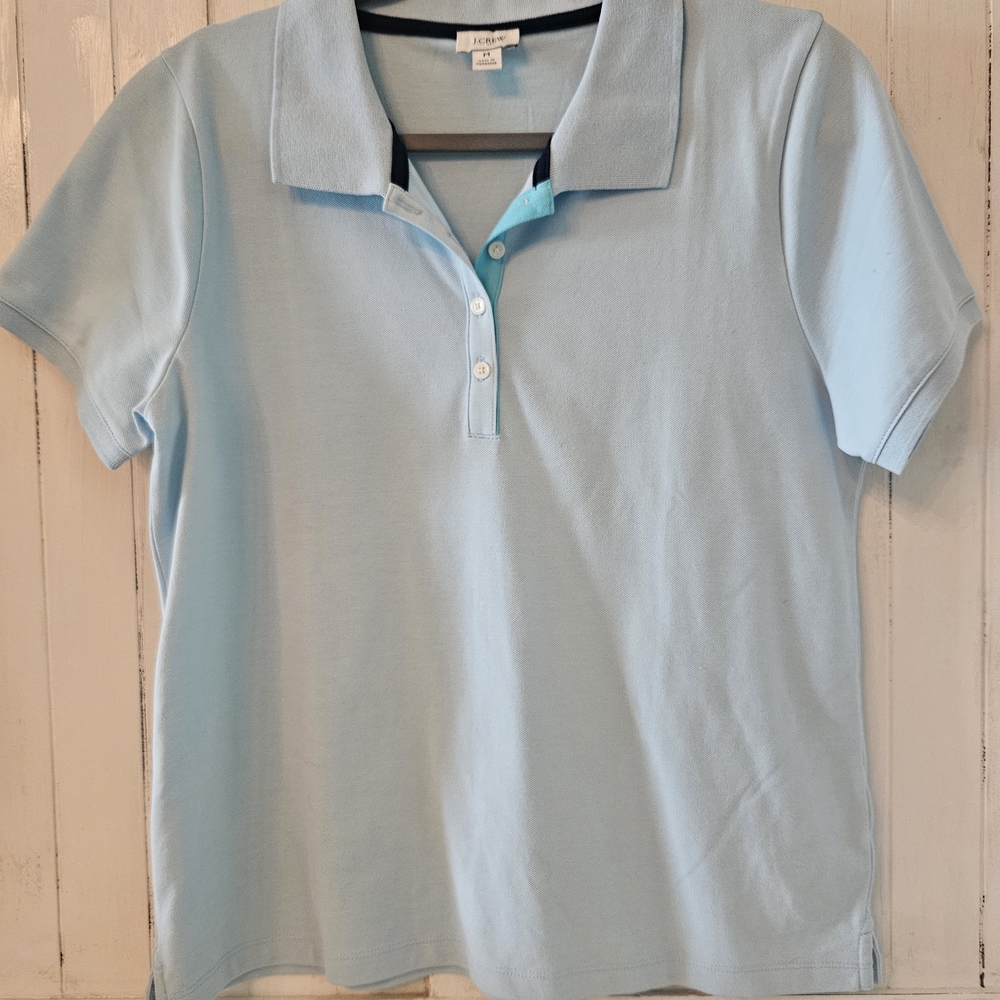 J. Crew Sky Blue Polo with Navy Trim